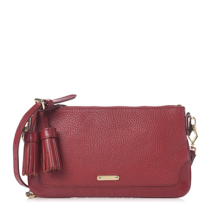 Burberry Signature Grain Calfskin Tassel Peyton Crossbody Clutch Bag Red 1 of 10
