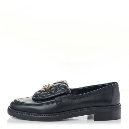 Chanel Lambskin Quilted CC Turnlock Loafers 38.5 Black 1 of 7
