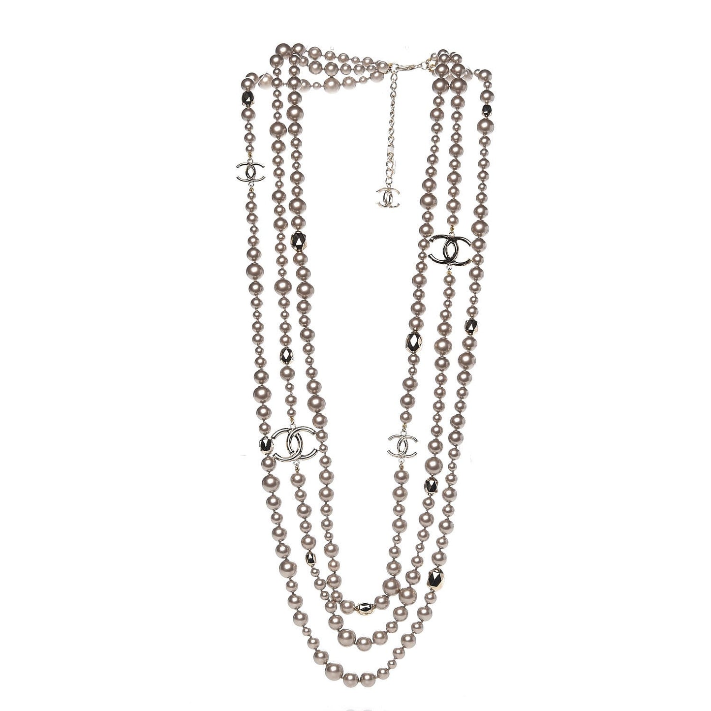 Resin Pearl Multi Strand CC Necklace Golden Pearly Beige