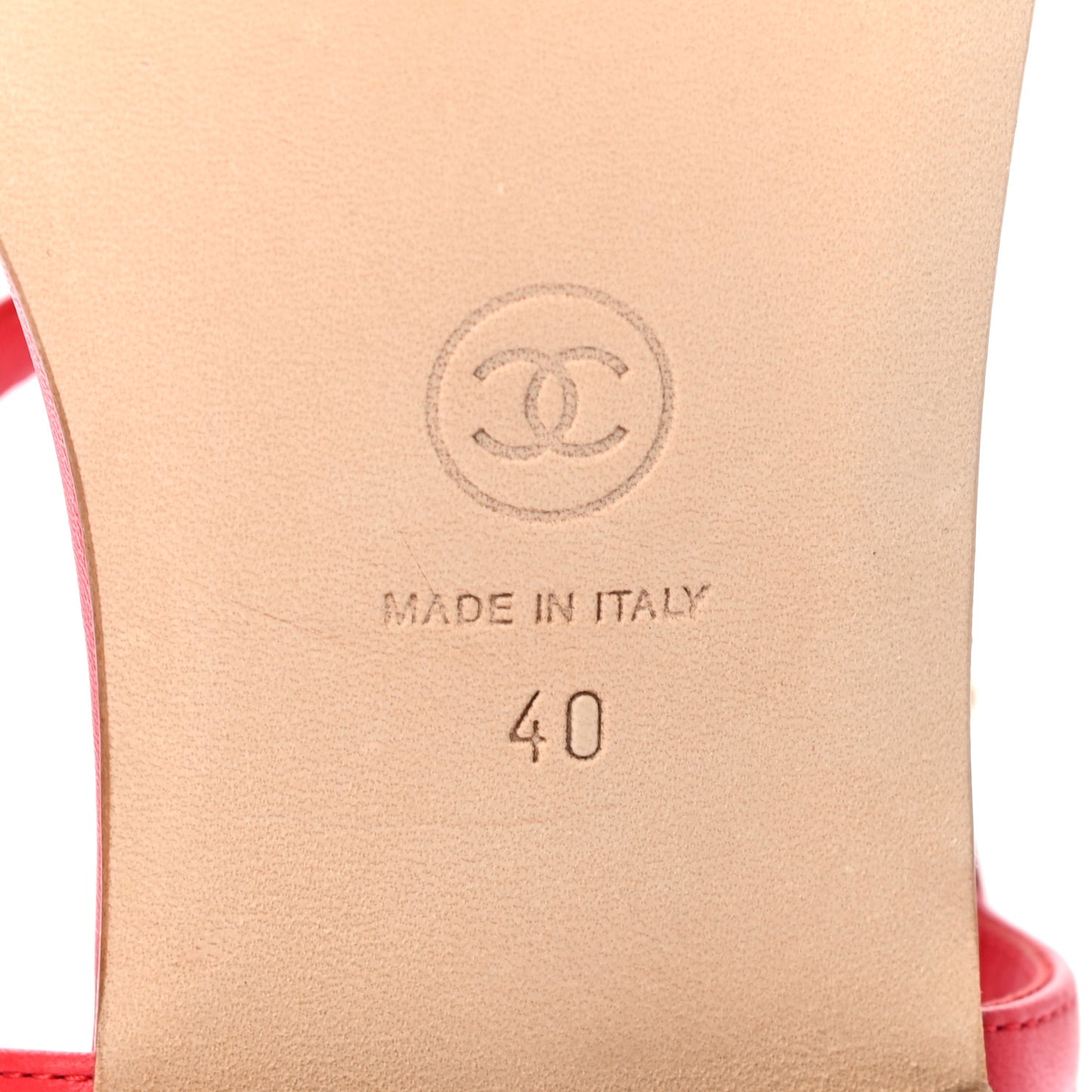 Lambskin CC Logo Thong Sandals 40 Red
