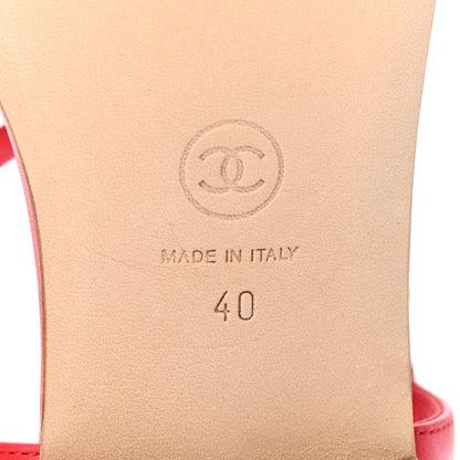 Chanel Lambskin CC Logo Thong Sandals 40 Red 6 of 7