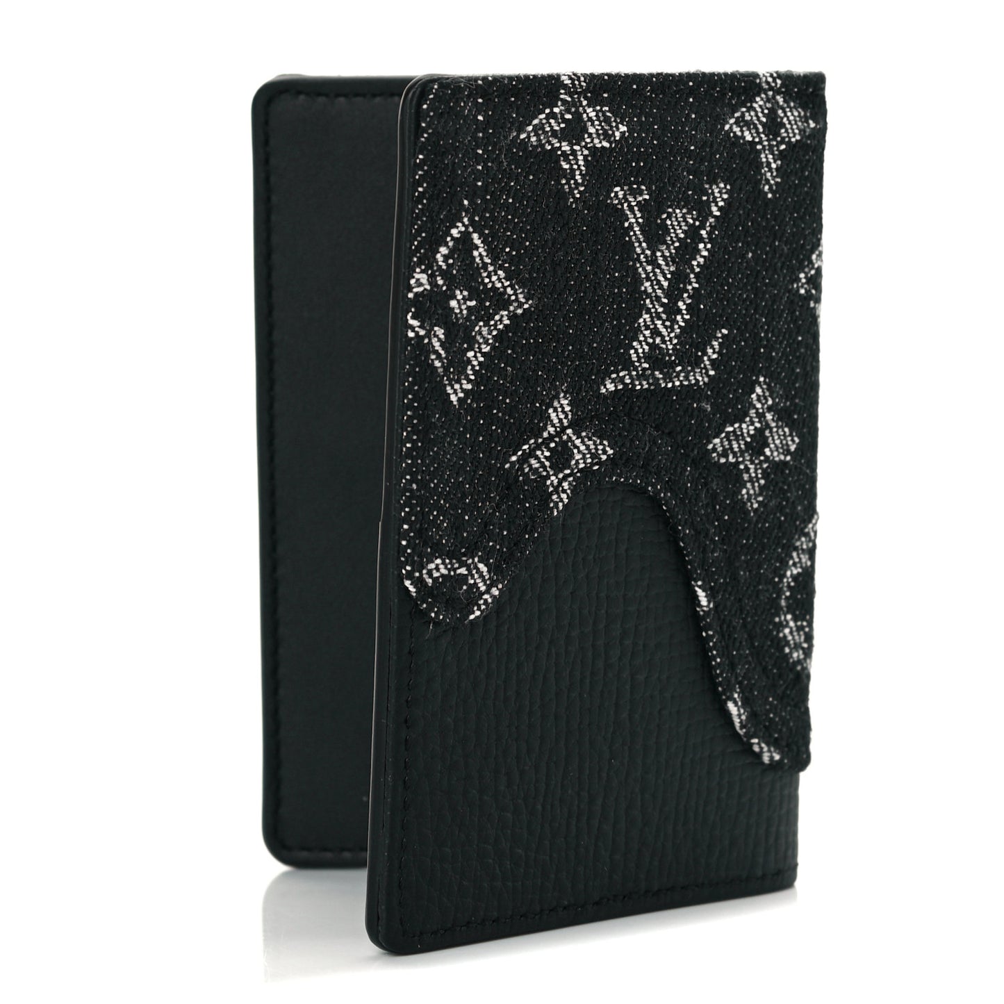 X NIGO Taurillon Monogram Denim Drip Pocket Organizer Black
