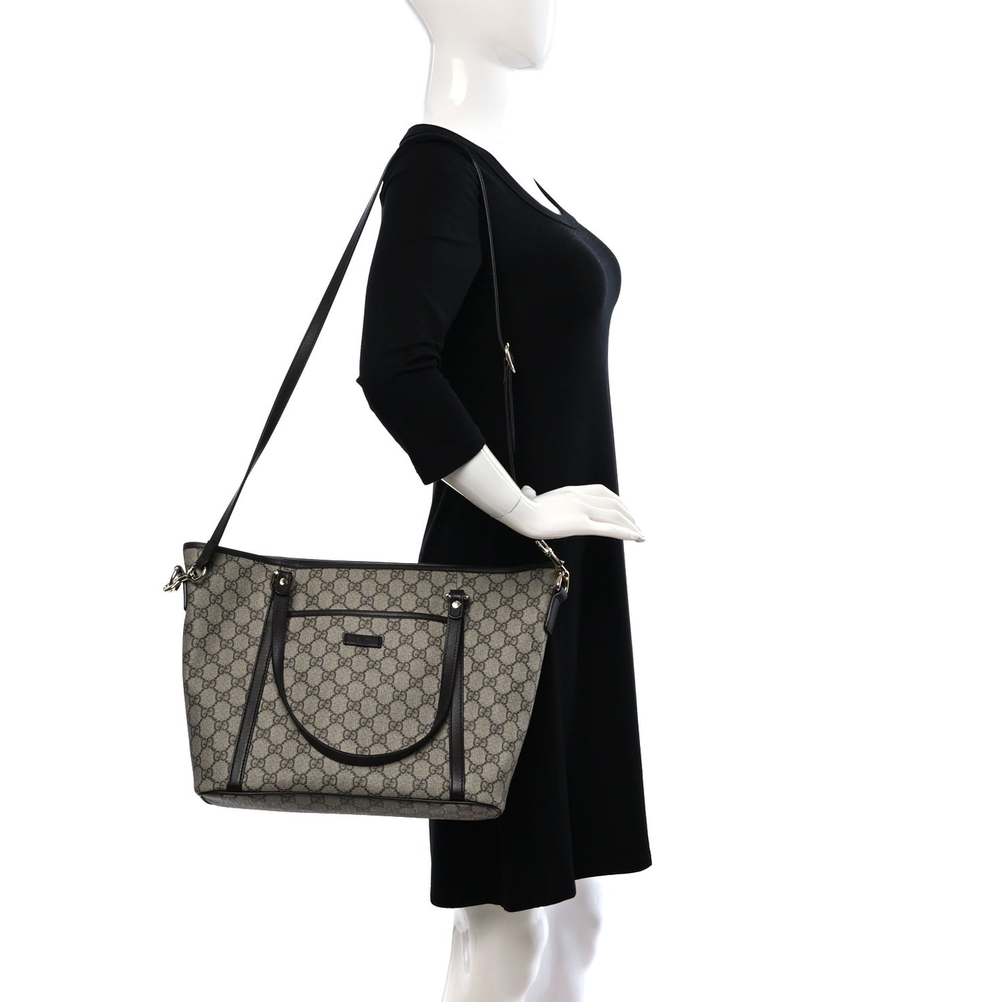 GG Supreme Monogram Medium Joy Tote Dark Brown