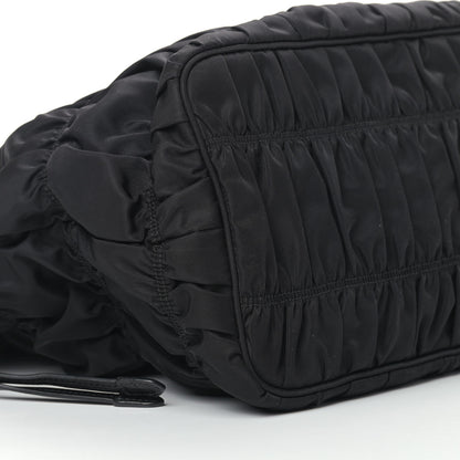 Prada Tessuto Nylon Gaufre Drawstring Tote Black 10 of 11