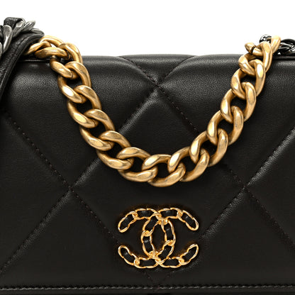 Chanel Lambskin Quilted Chanel 19 Wallet On Chain WOC Dark Brown 9 of 12