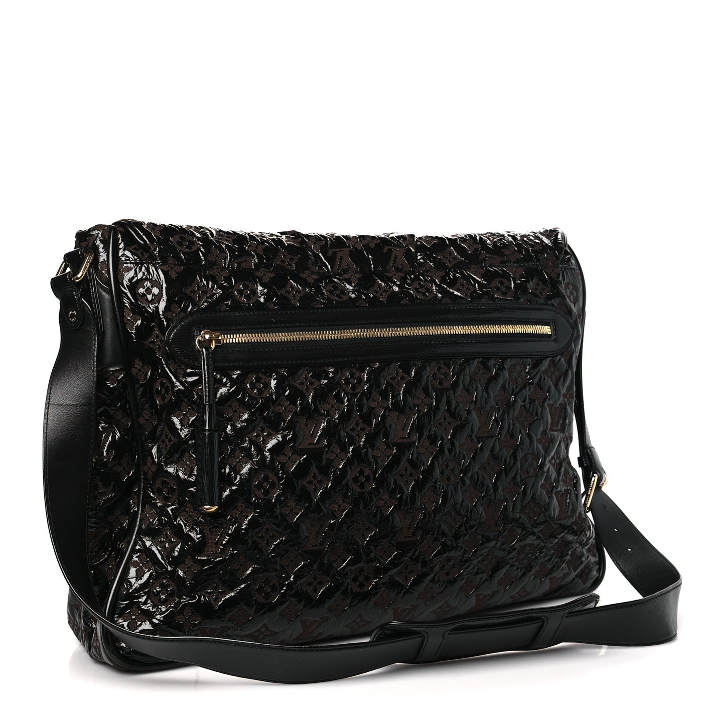 Vinyl Monogram Squishy Inventeur Messenger Bag Black