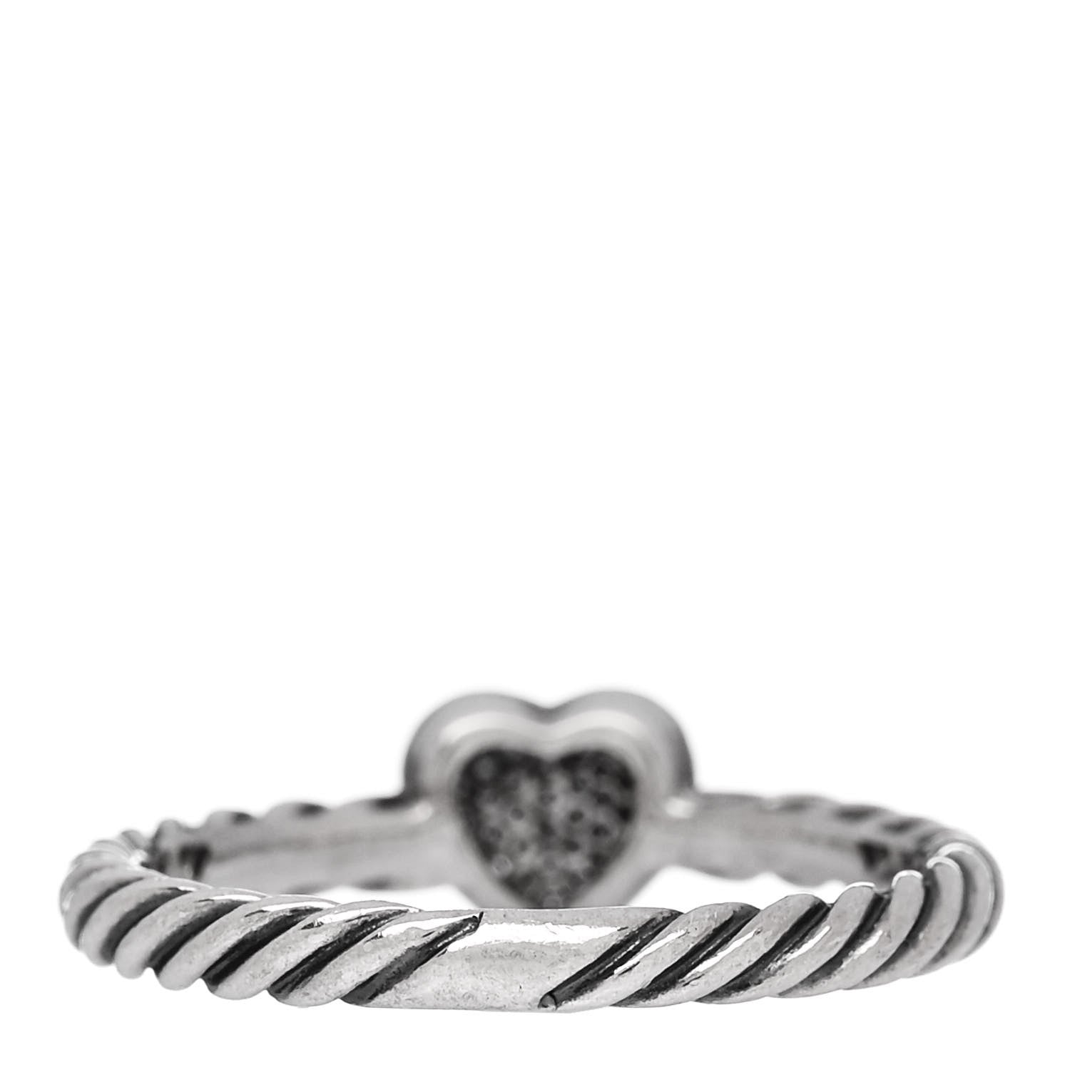 David Yurman Sterling Silver Diamond Cable Classics Heart Ring 50 5.5 3 of 4