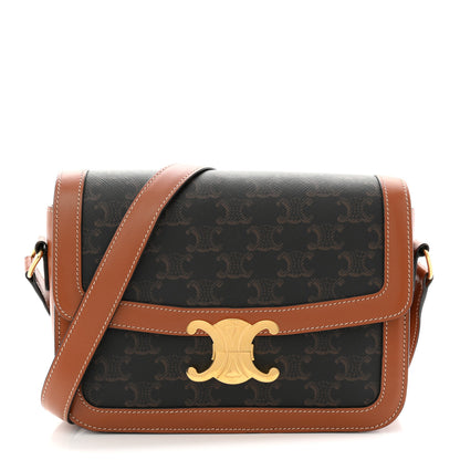Celine Triomphe Canvas Calfskin Medium Triomphe Bag Tan 1 of 10