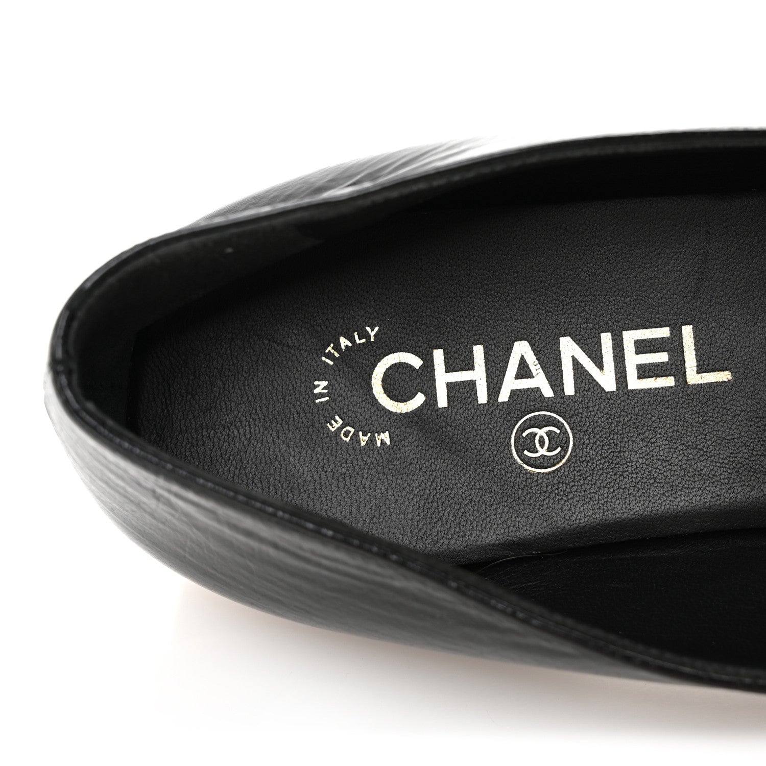 Chanel Crinkled Calfskin Chain CC Mocassin Loafers 40 Black 8 of 11