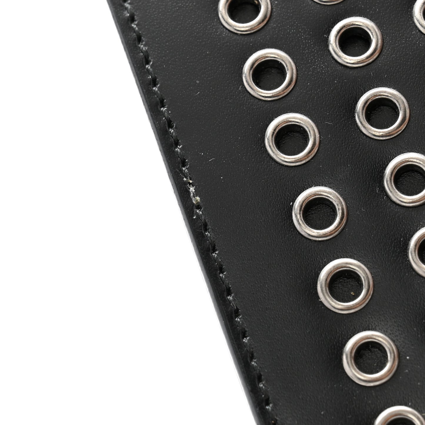 Calfskin Grommet Studded Clutch Black