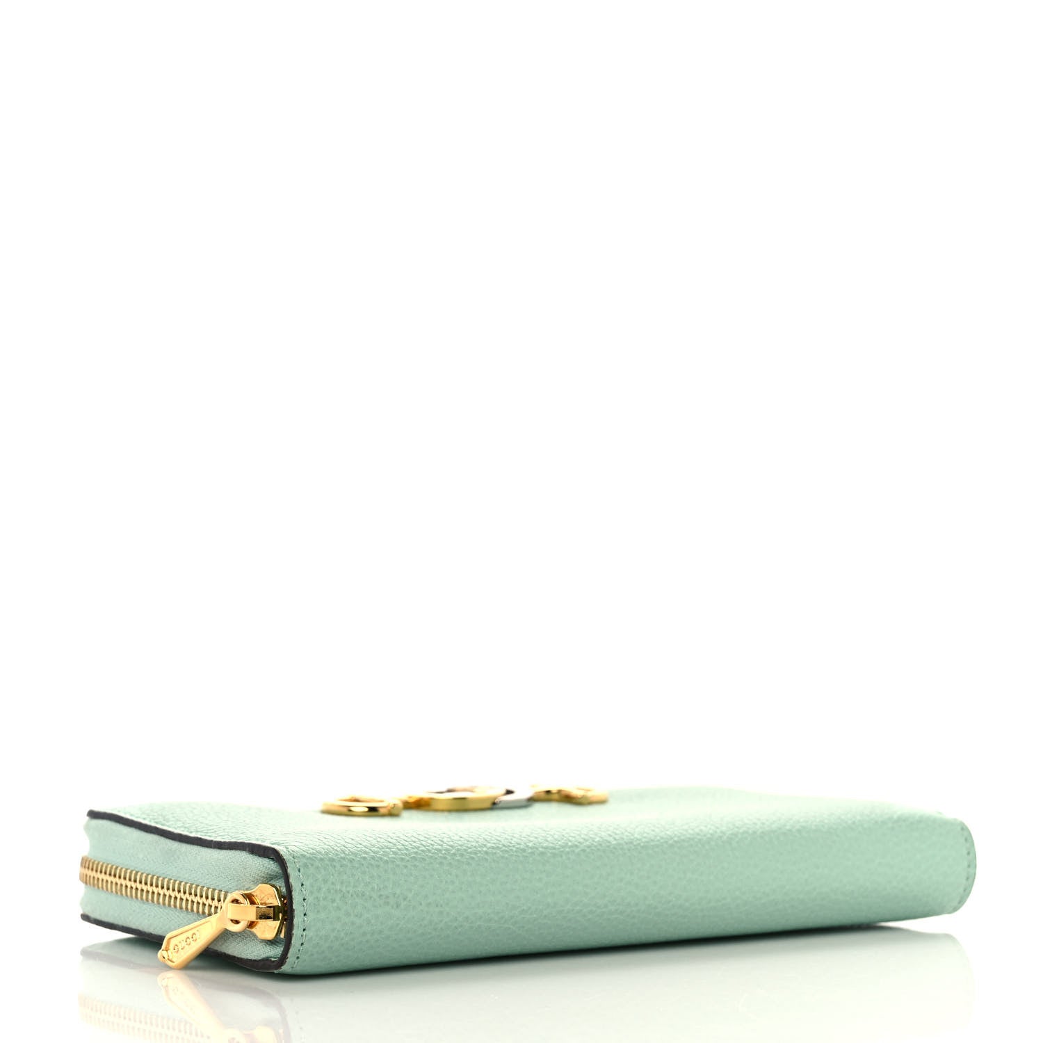 Gucci Posillipo Grain Calfskin Zumi Zip Around Wallet Water Green 4 of 8