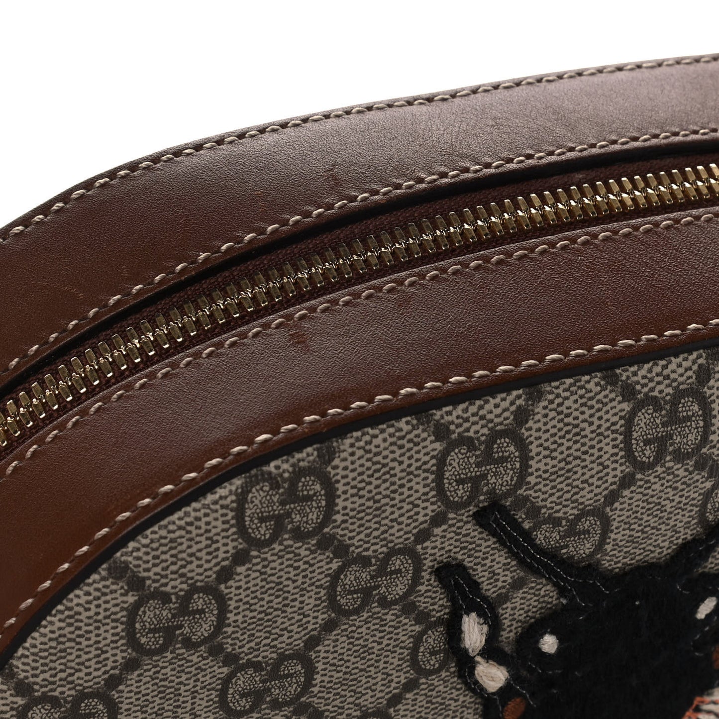 GG Supreme Monogram Bee Embroidered Mini Chain Shoulder Bag Beige Tuscany