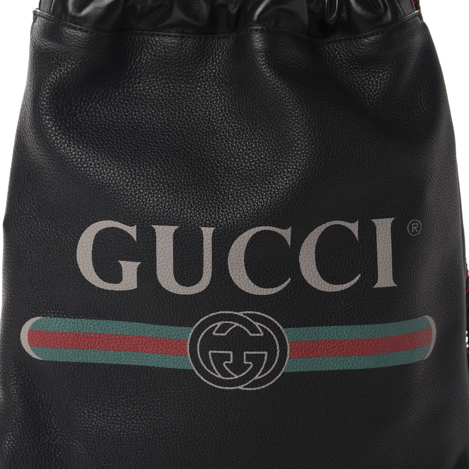 Gucci Calfskin Logo Drawstring Backpack Black 10 of 10