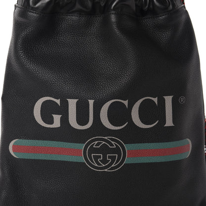 Gucci Calfskin Logo Drawstring Backpack Black 10 of 10