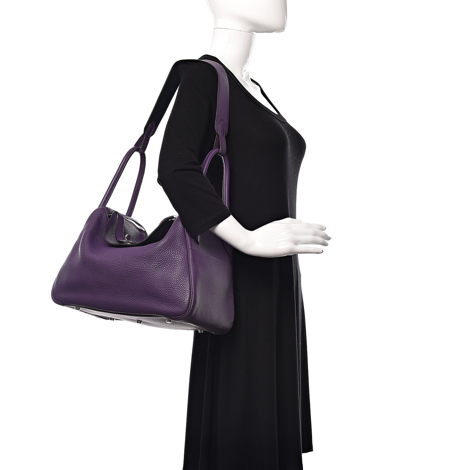 Hermes Taurillon Clemence Eclat Lindy 34 Ultraviolet Bleu Obscur 2 of 11
