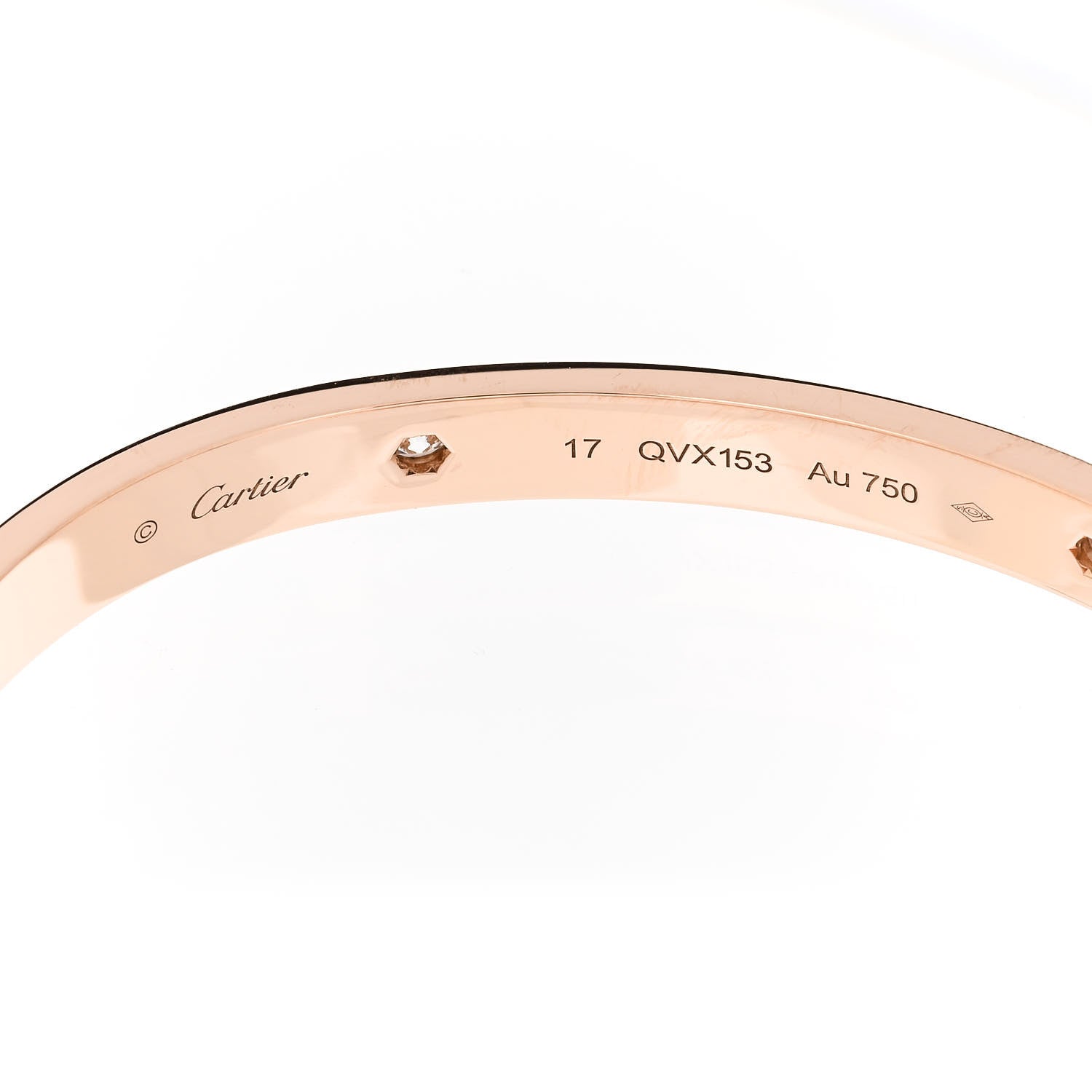 Cartier 18K Pink Gold 4 Diamond LOVE Bracelet 17 4 of 6
