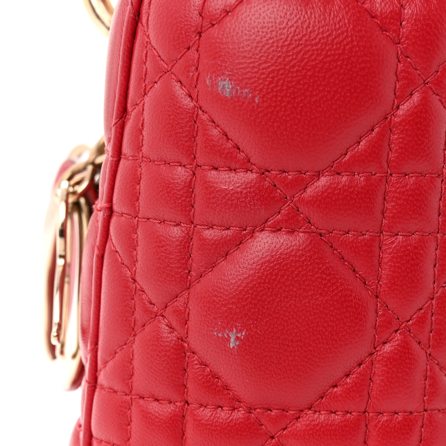 Christian Dior Lambskin Cannage Small Lucky Badges My Lady Dior Red 11 of 12