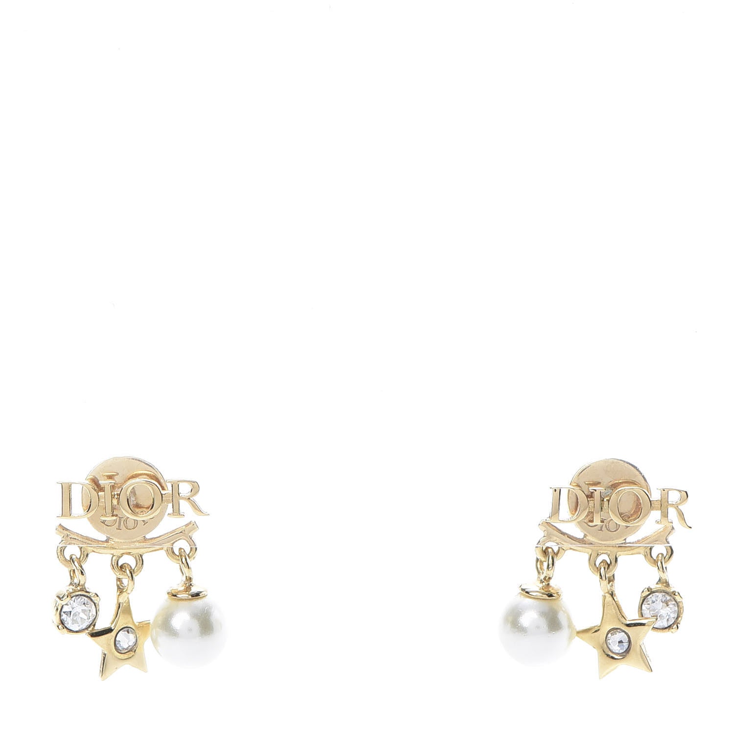 Christian Dior Pearl Crystal Dio(r)evolution Earrings Aged Gold 1 of 5
