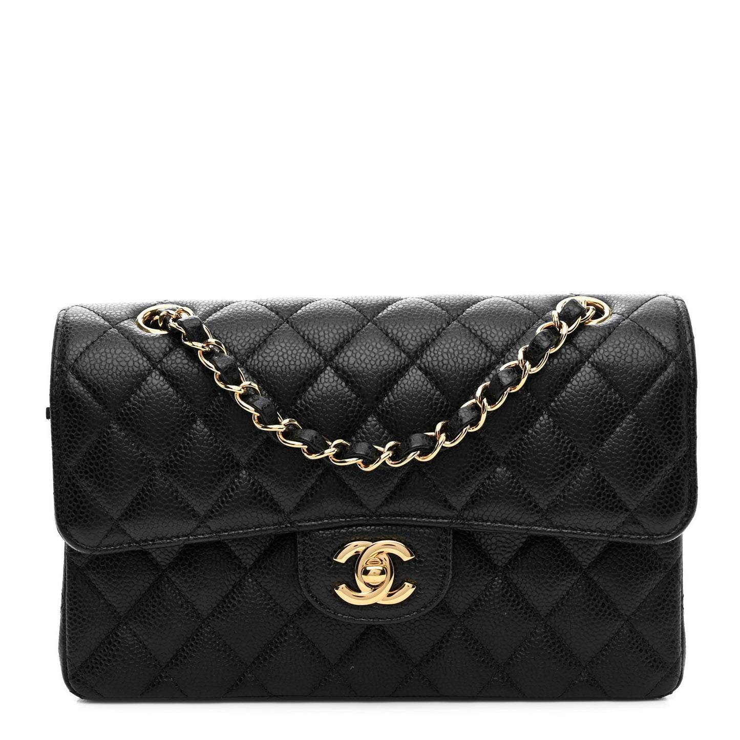 Caviar Quilted Small Double Flap Black