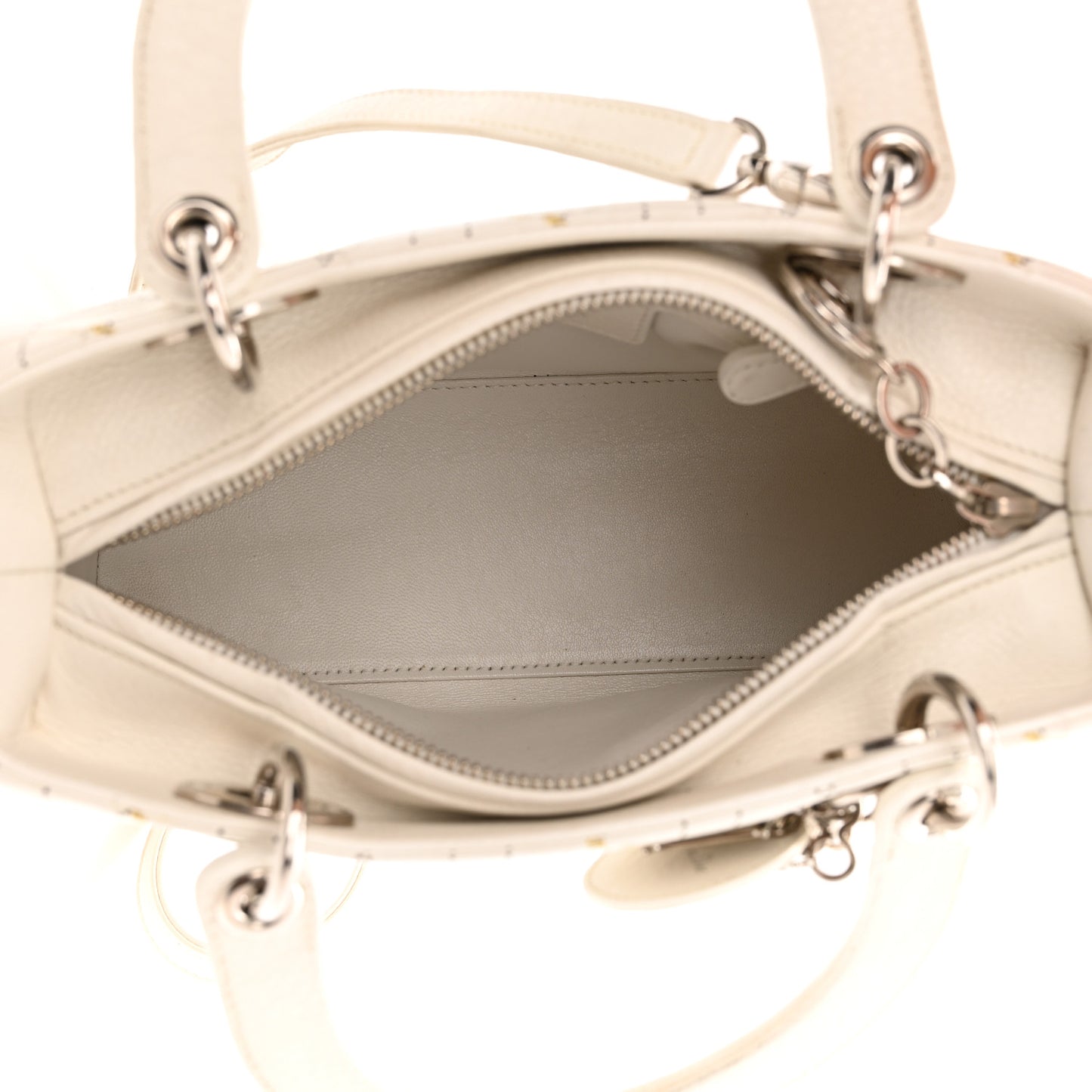 Calfskin Cannage Print Medium Lady Dior White