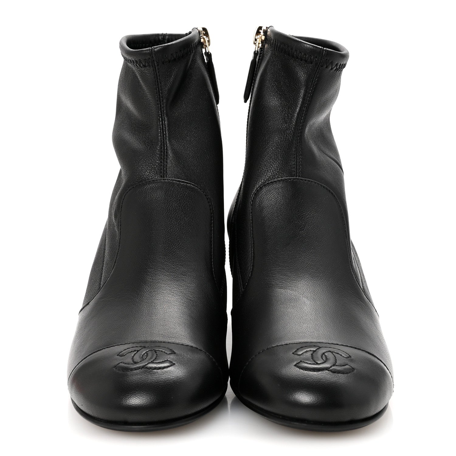 Chanel Stretch Lambskin Cap Toe CC Uniform Short Boots 37 Black 3 of 9