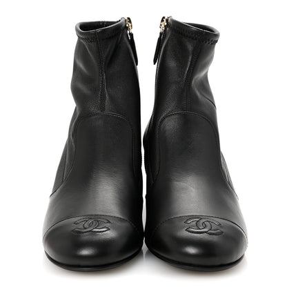 Chanel Stretch Lambskin Cap Toe CC Uniform Short Boots 37 Black 3 of 9