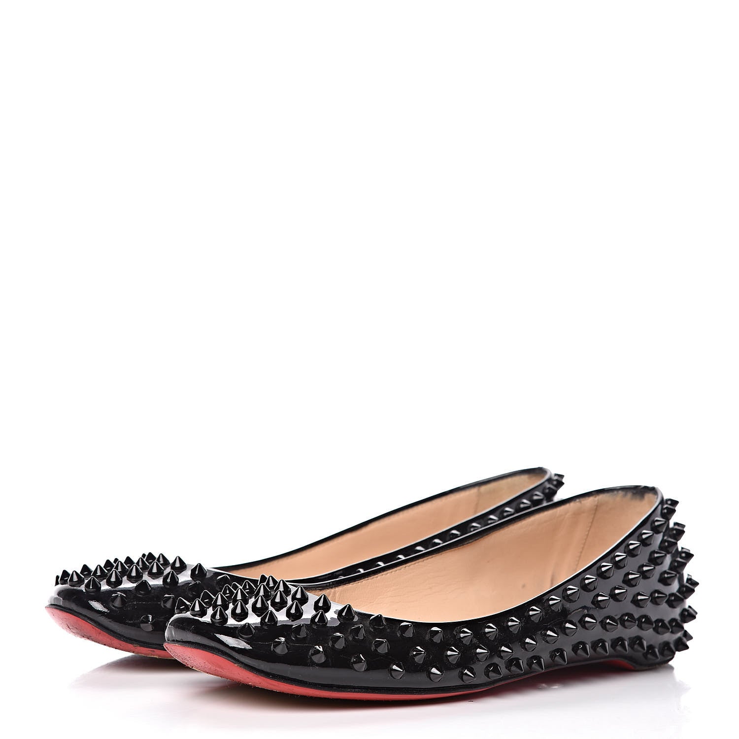 Christian Louboutin Patent Gozul Spikes Flats 37 Black 3 of 19