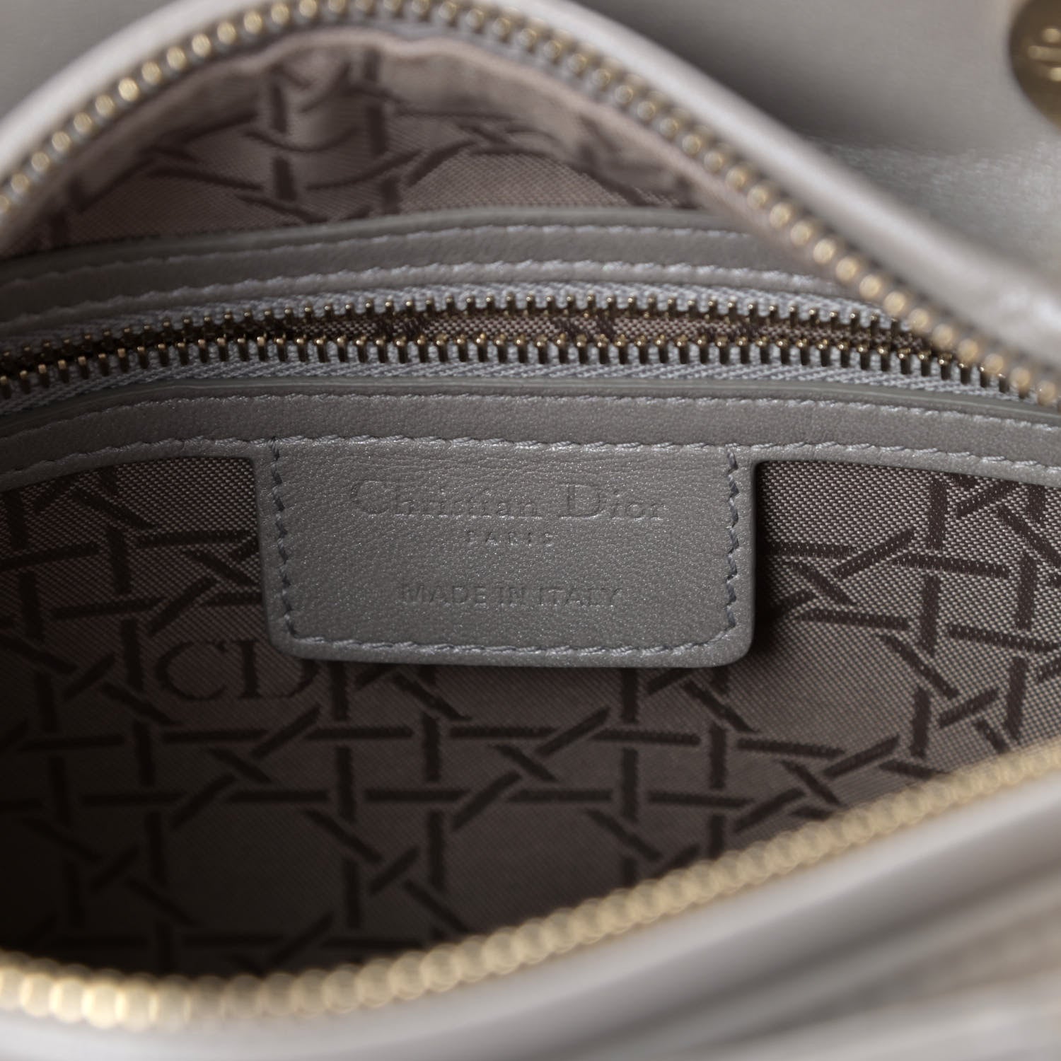 Christian Dior Pearly Lambskin Cannage Medium Lady Dior Grey 8 of 11