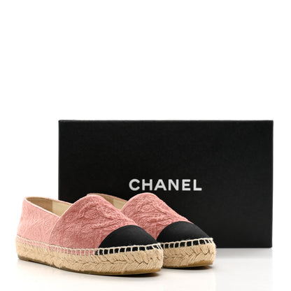Chanel Velvet Grosgrain Quilted Camellia CC Espadrilles 35 Pink Black 9 of 9