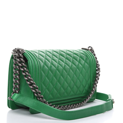 Chanel Metallic Calfskin Quilted Medium Boy Flap Green 3 of 17