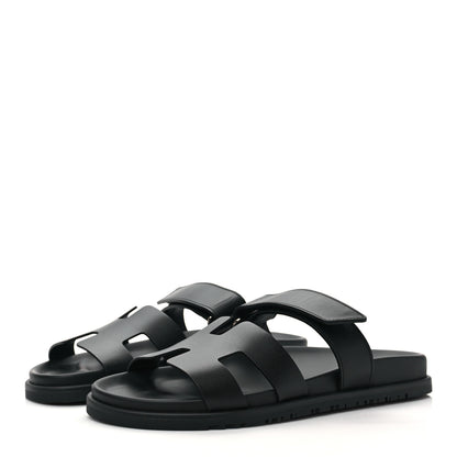 Hermes Calfskin Womens Chypre Sandals 40 Black 3 of 8