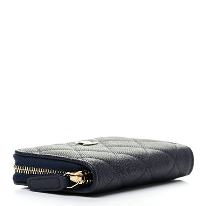 Chanel Caviar Quilted Zip Coin Purse Dark Blue 4 of 8