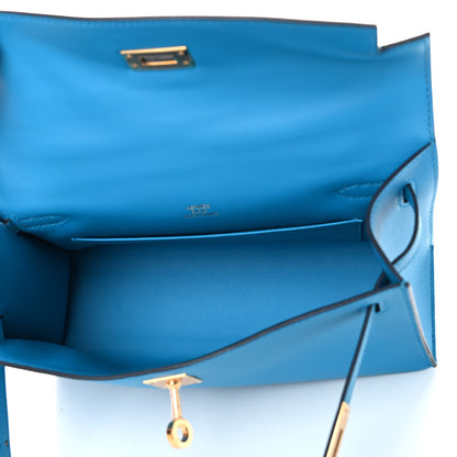 Hermes Swift Kelly Pochette Clutch Bleu Zanzibar 5 of 9