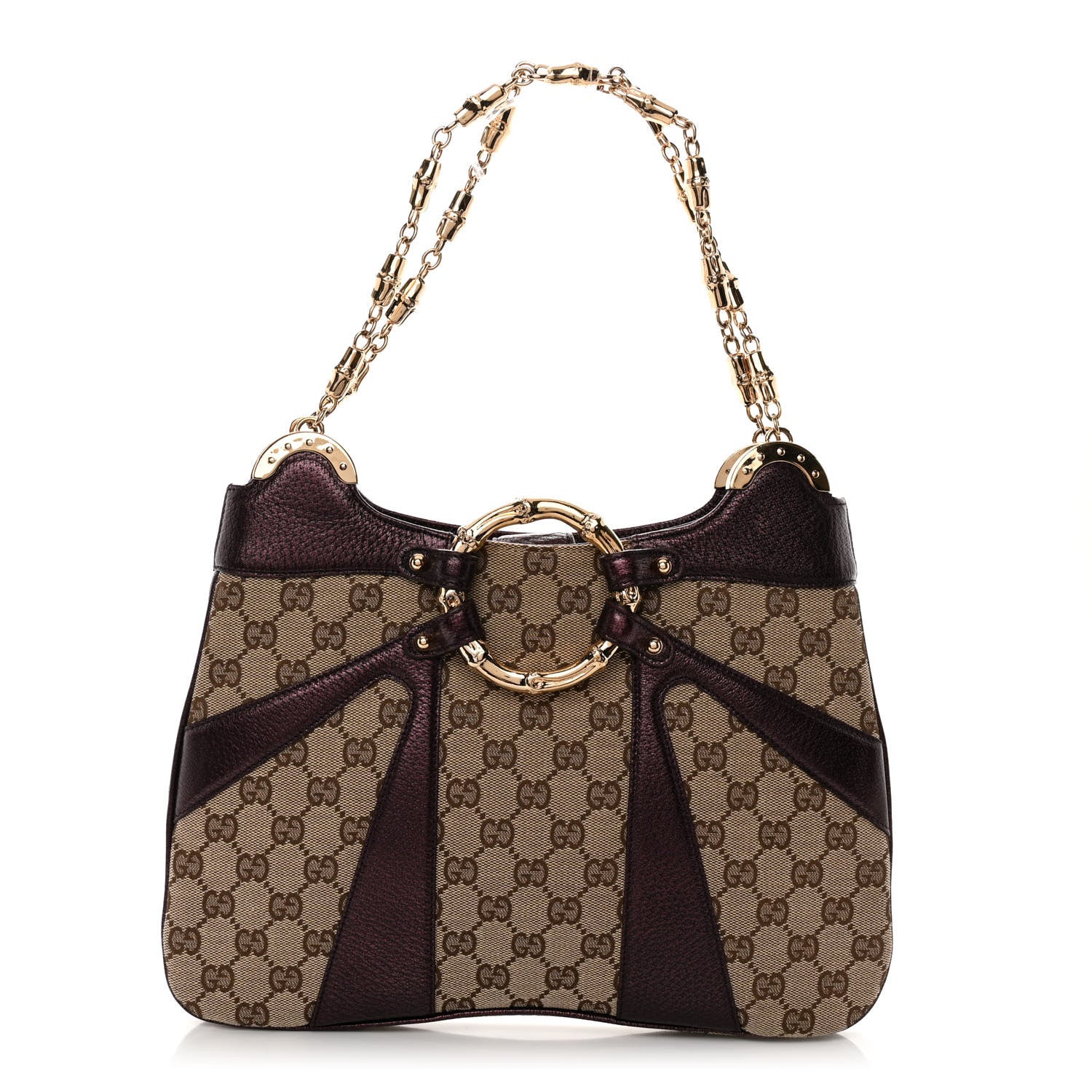 Gucci Monogram Bamboo Chain Tom Ford Shoulder Bag Metallic Purple 1 of 9