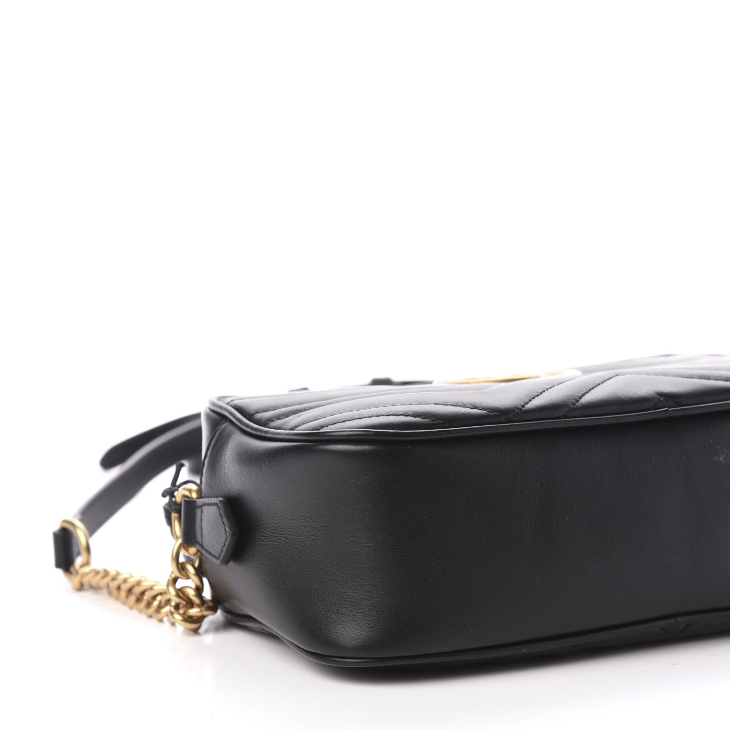 Gucci Calfskin Matelasse Small GG Marmont Chain Shoulder Bag Black 9 of 11