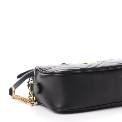 Gucci Calfskin Matelasse Small GG Marmont Chain Shoulder Bag Black 9 of 11
