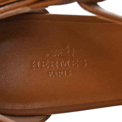Hermes Goatskin Elda Espadrille Wedge Sandals 37 Natural 7 of 9