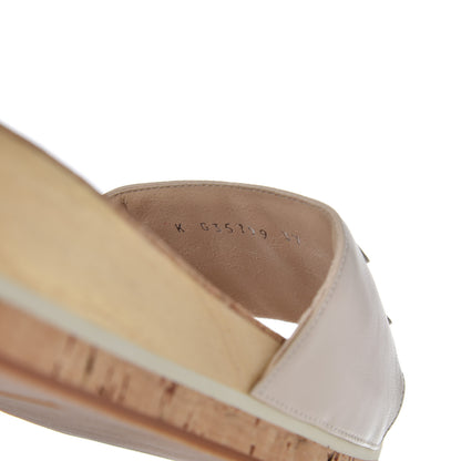 Chanel Patent Calfskin Cork CC Platform Slide Sandals 37 Beige 8 of 10