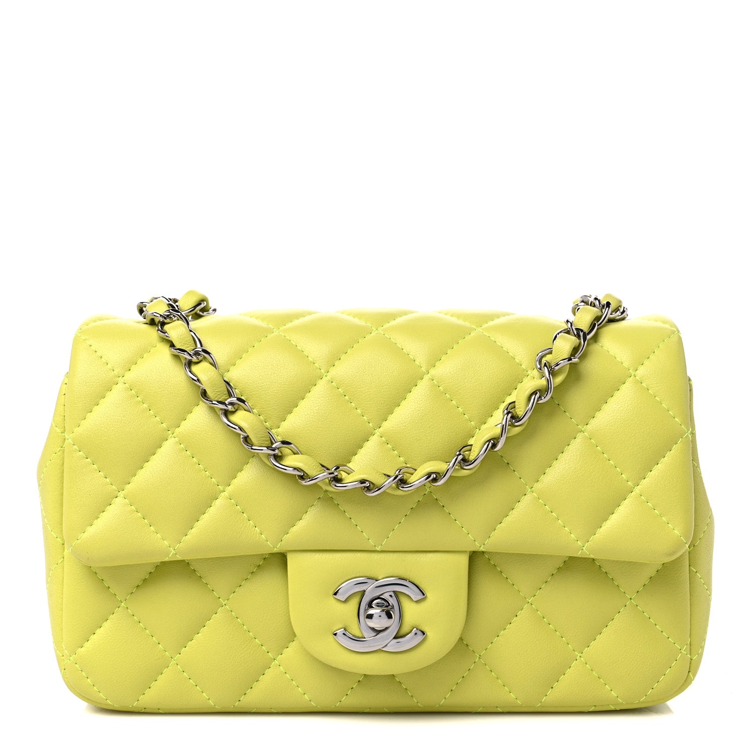 Chanel Lambskin Quilted Mini Rectangular Flap Yellow 1 of 11