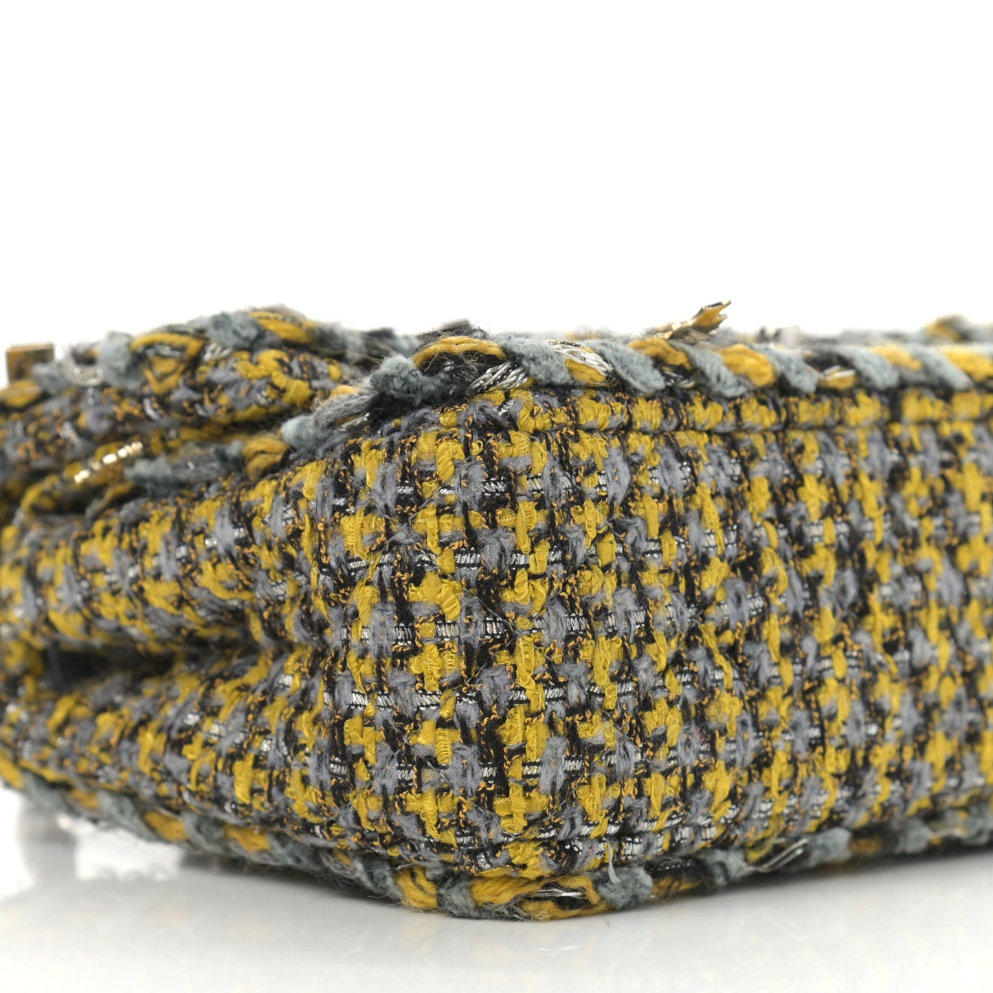 Tweed Braided Charms Small Flap Yellow Grey Black