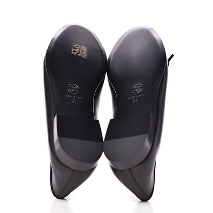 Chanel Lambskin Patent Cap Toe Ballerina Flats 37 Black 5 of 9