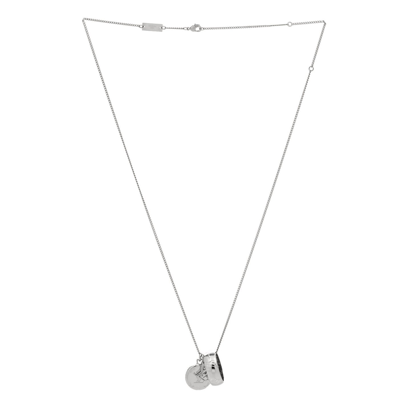 Zamac Palladium Monogram Charms Necklace Silver
