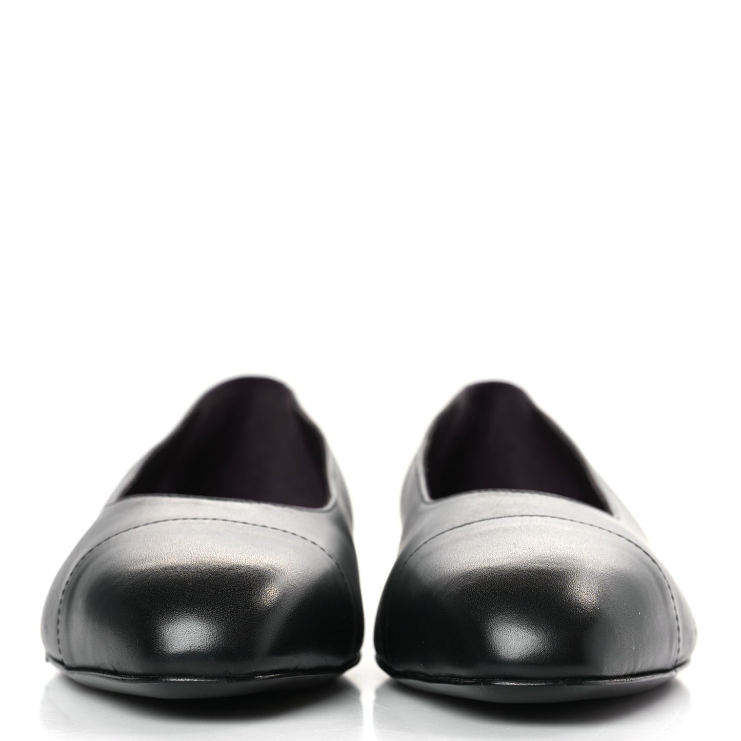 Lambskin Cap Toe Ballerina Flats 40.5 Black