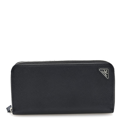 Prada Saffiano Triangle Zip Wallet Black 2 of 14