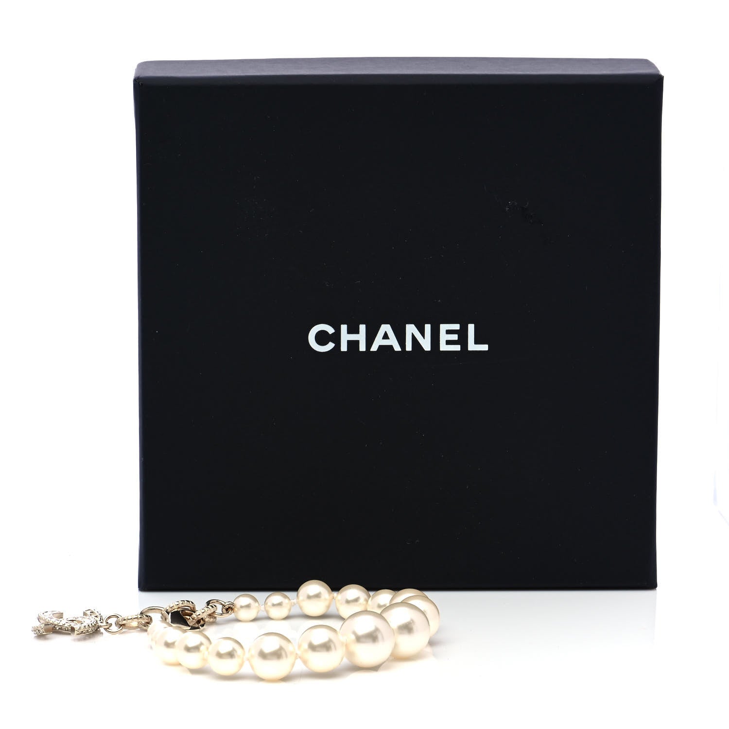 Chanel Graduated Pearl Crystal CC Bracelet Gold 6 of 6