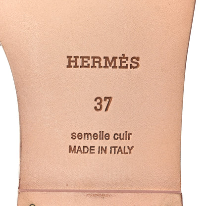 Hermes Box Calfskin Oran Sandals 37 Black Vieux Rose 7 of 8