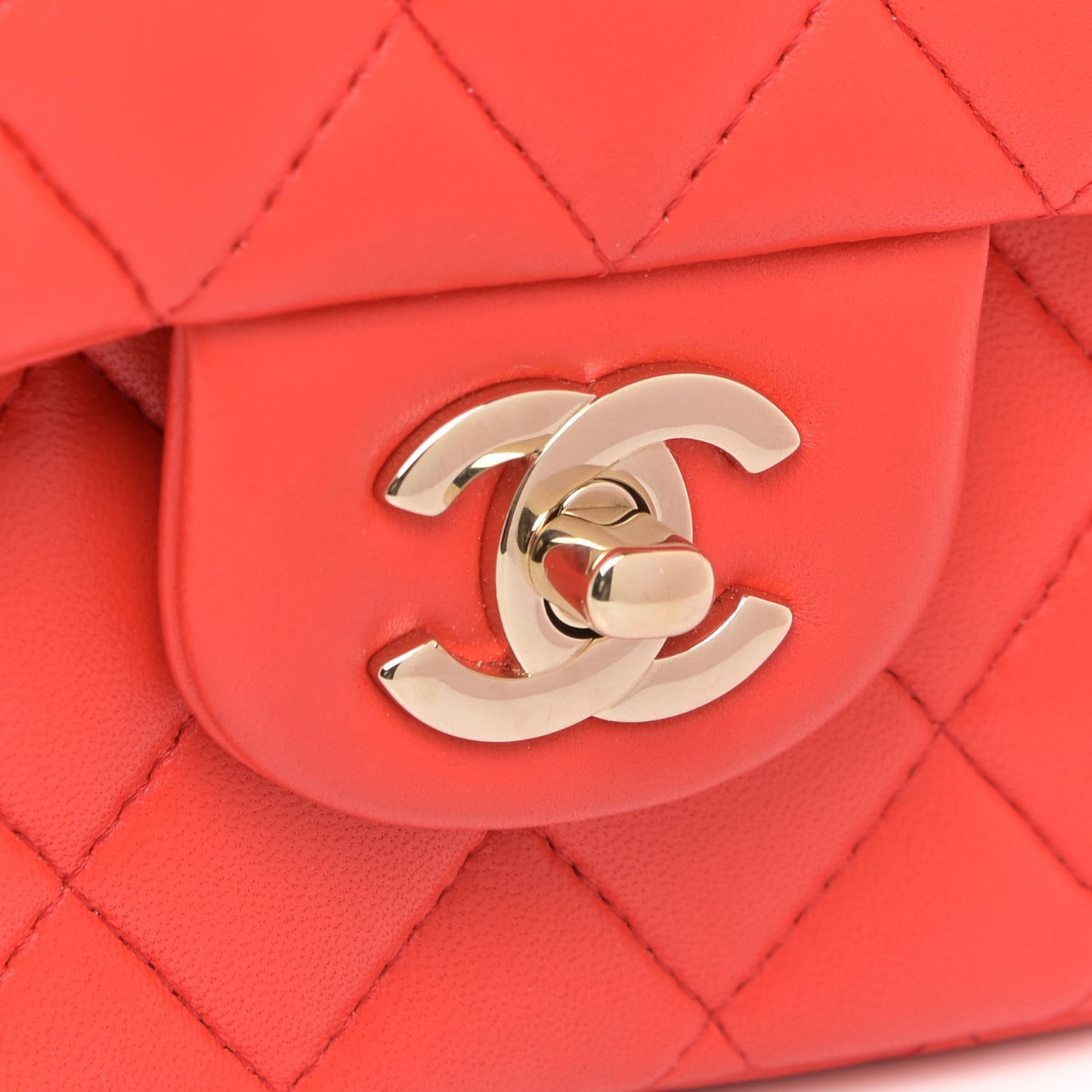 Lambskin Quilted Medium Double Flap Red