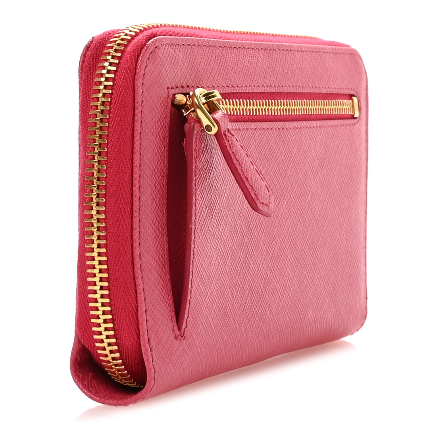Prada Saffiano Metal Zip Around Wallet Peonia 3 of 8