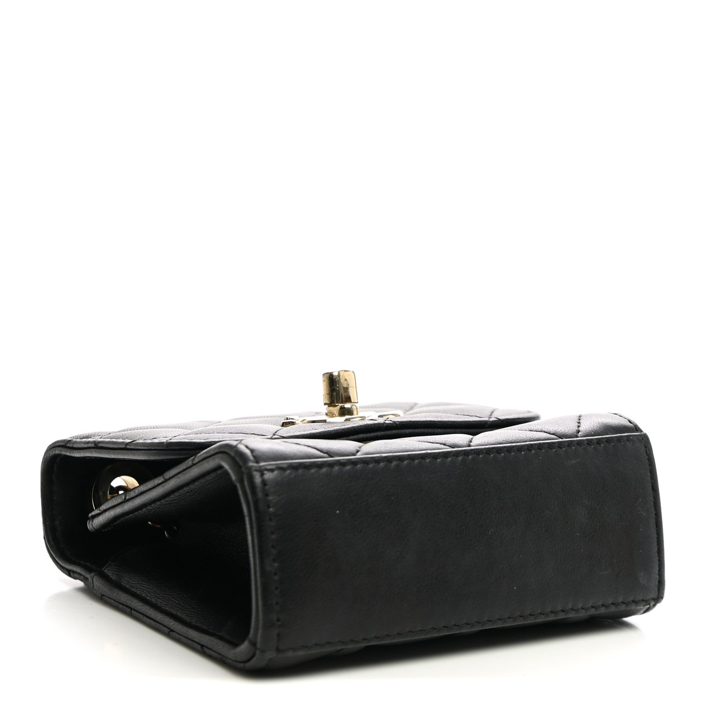 Lambskin Quilted Mini Trendy CC Clutch With Chain Black