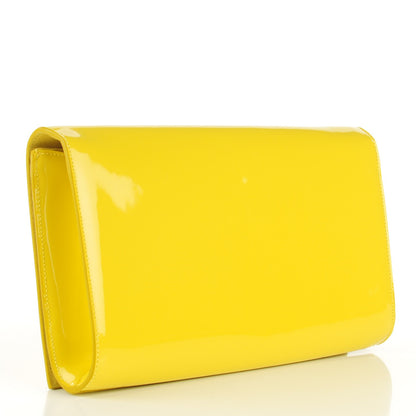 Saint Laurent Patent Calfskin Monogram Large Belle De Jour Clutch Yellow 3 of 7